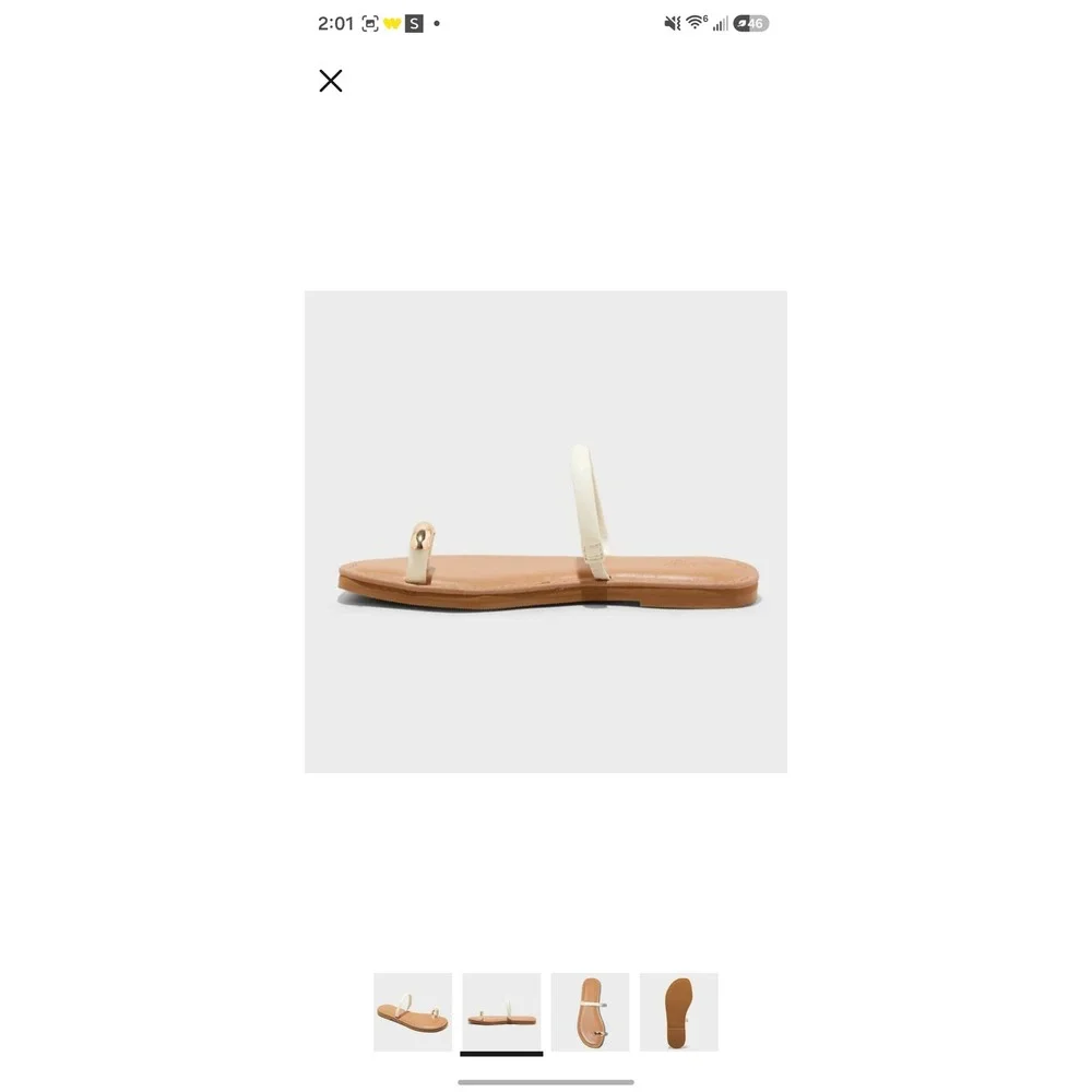 Universal Thread Clara Toe Ring Sandals Cream Square Open Toe Slip On Womens 8 - Picture 2 of 6